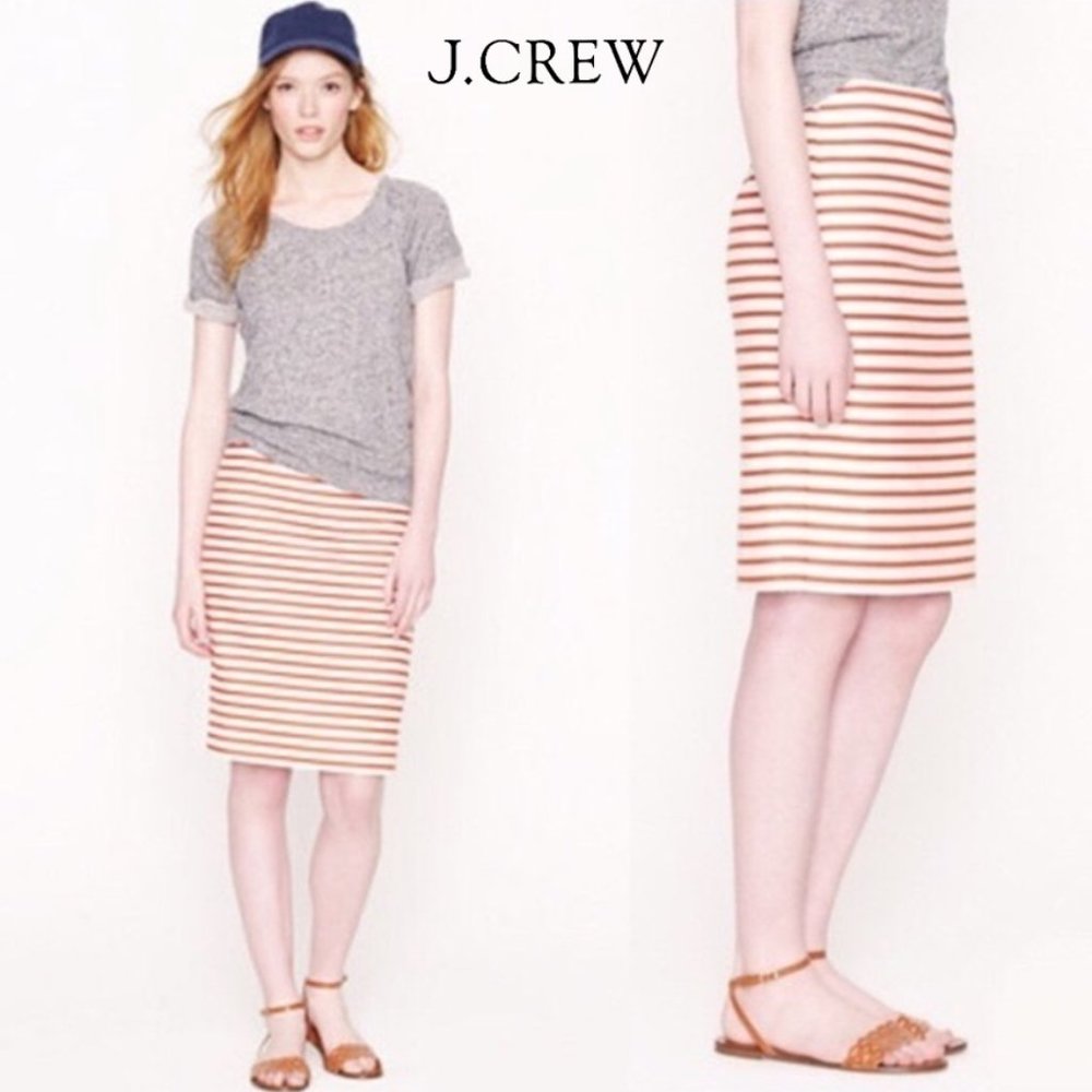 J. CREW No. 2 Pencil Skirt in Deck Stripe Style # 82131 - Red, Size 2 - Picture 16 of 16